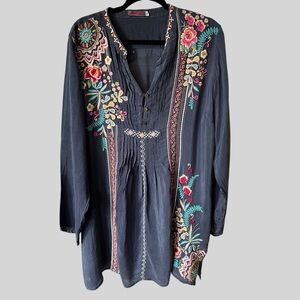 Johnny Was Sheila Embroidered Long Tunic.
